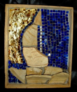 veliero (mosaico, cocci medioevali e tessere di vetro) 1