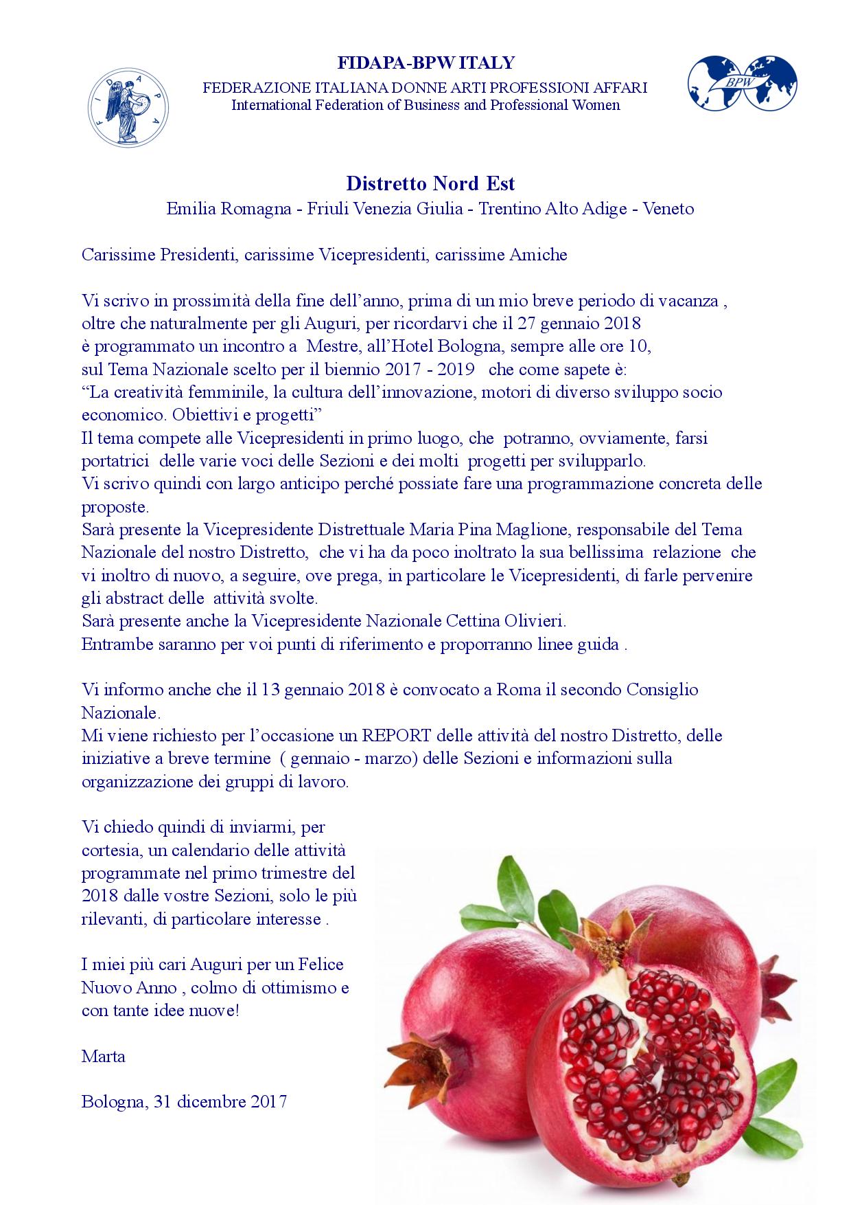 Auguri Di Buon Anno Dalla Presidente Distrettuale Fidapa Distretto Nord Est Fidapa Distretto Nord Est